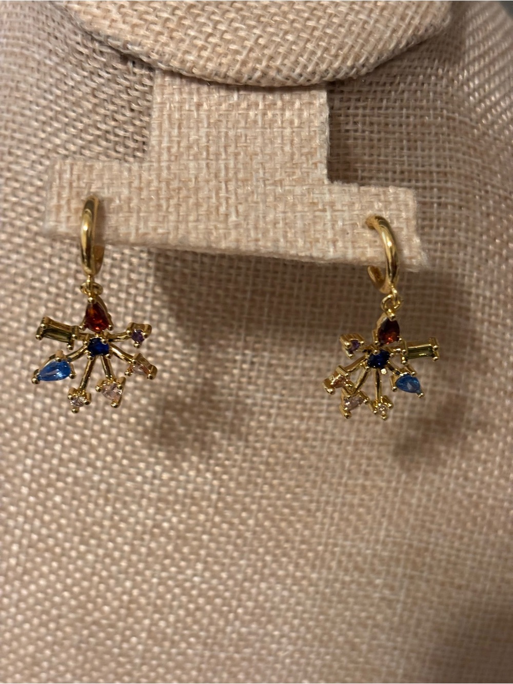 kate spade Gold Multi-Stone Drop Earrings with Red, Blue & Purple Accents